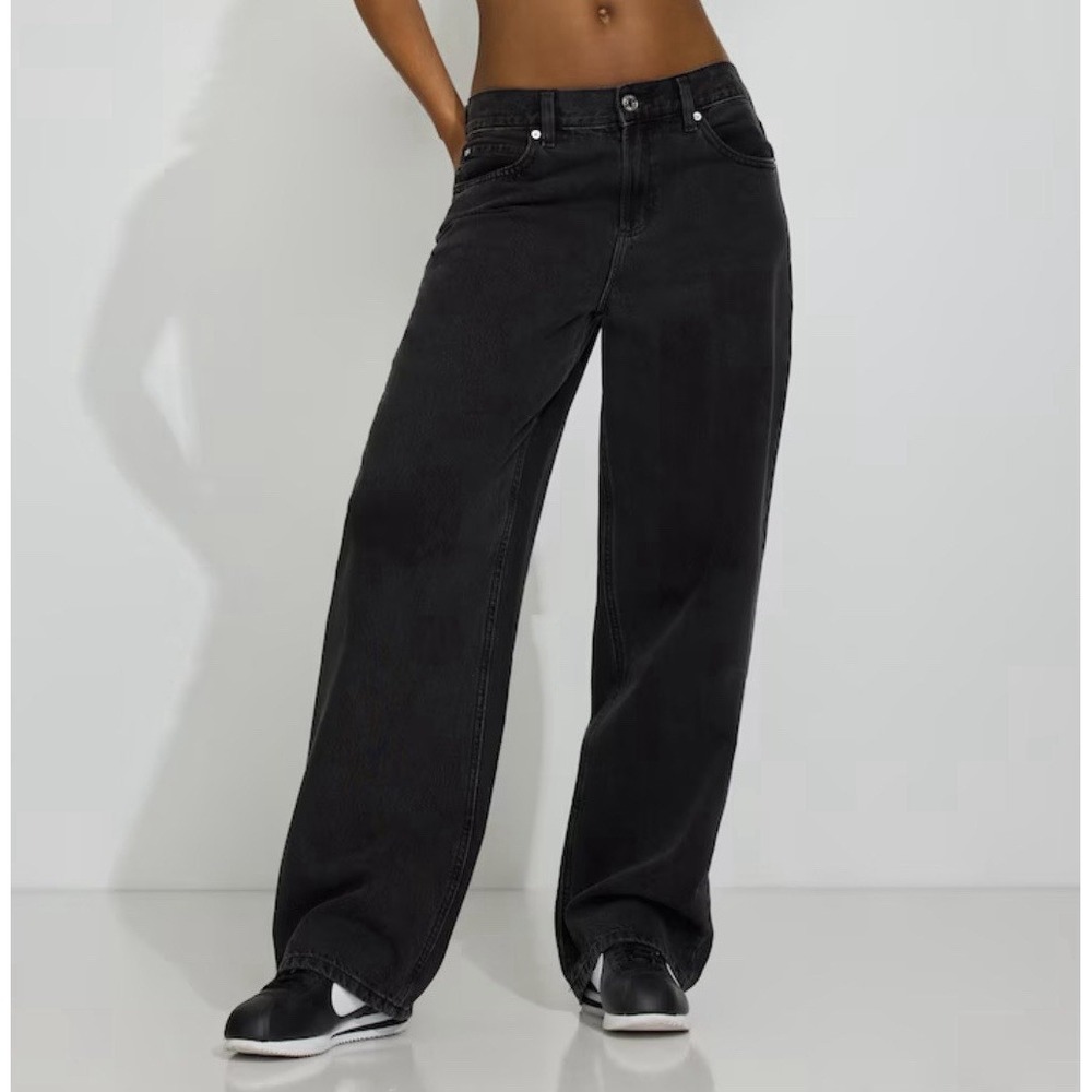 Garage Low Rise Baggy Jean Black Denim 7/28 Women Y2K Trendy Cute 100% Cotton